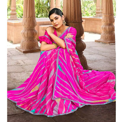 "Fancy Silk Saree Seymore Kesaria -11368 - Click here to View more details about this Product